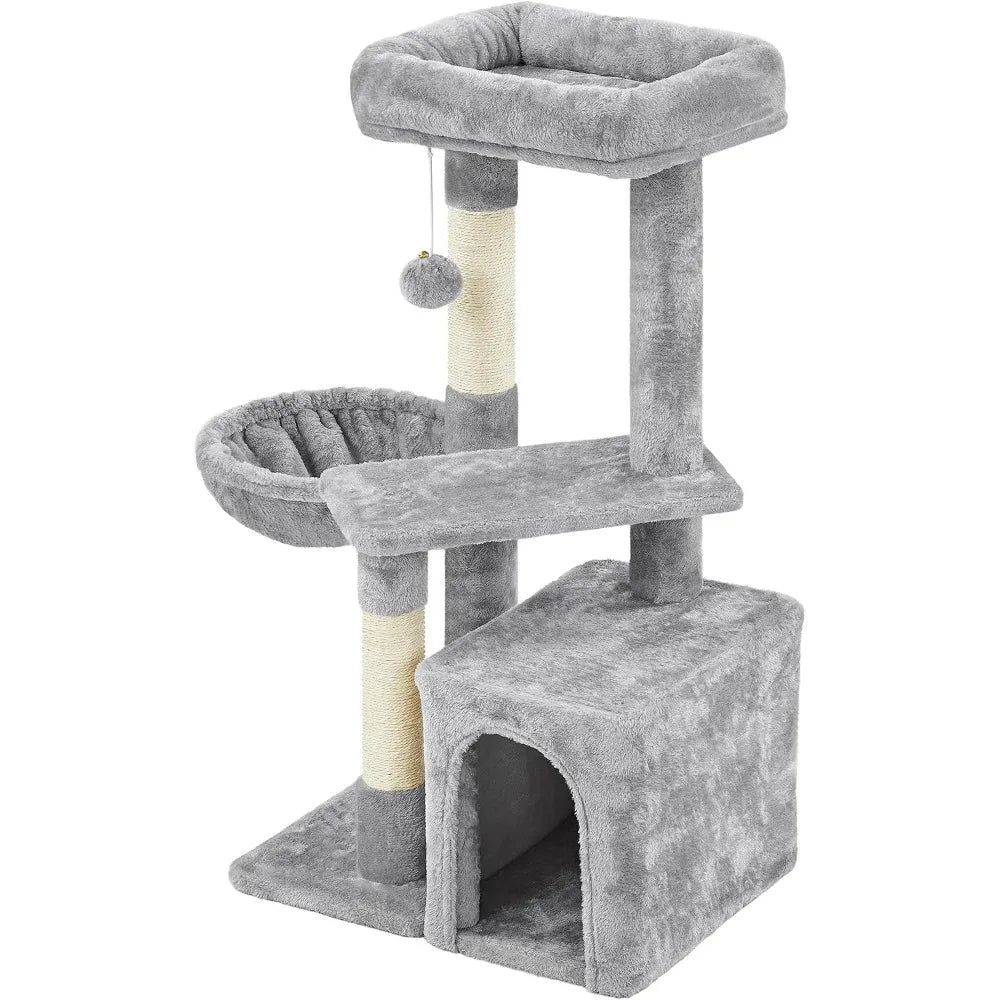 NONECN Cat Tower Three Tier Cat Tree With Condo Nest And Scratching Posts