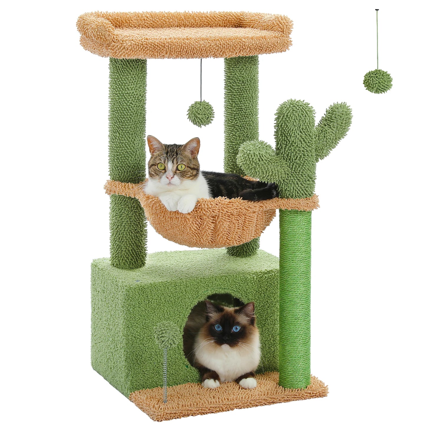 PEQULTICN 4-In-1 Cactus Cat Tree For Indoor Cats And Toys