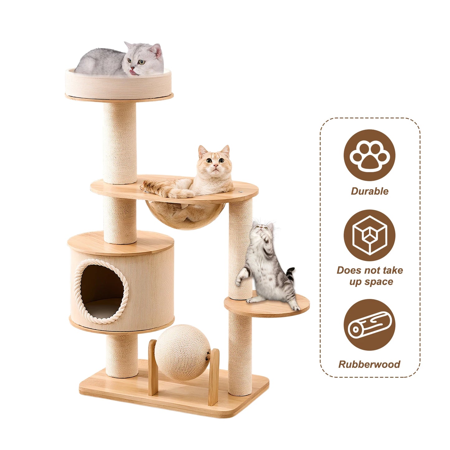 JOCESTYLE Integrated Cat Climbing Frame with Nest and Scratching Post