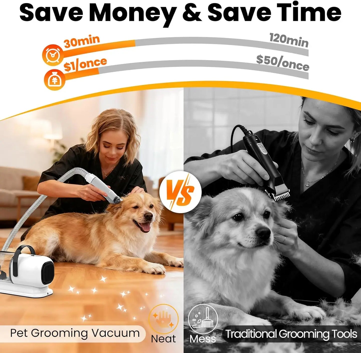 All-In-One Pet Grooming Vacuum With Hair Clipper And Brush