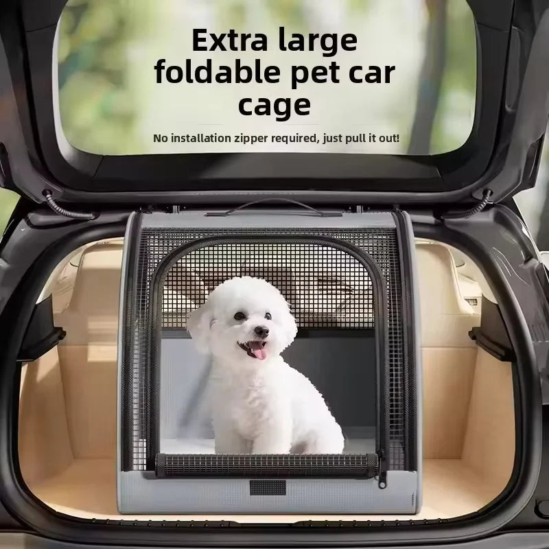 Back Seat Car Pet Barrier Fence Breathable Travel Cage For Dogs And Cats