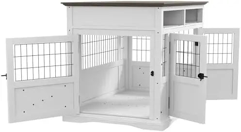 Aosom LLC Dog Crate Table With Storage, Modern Wood Kennel