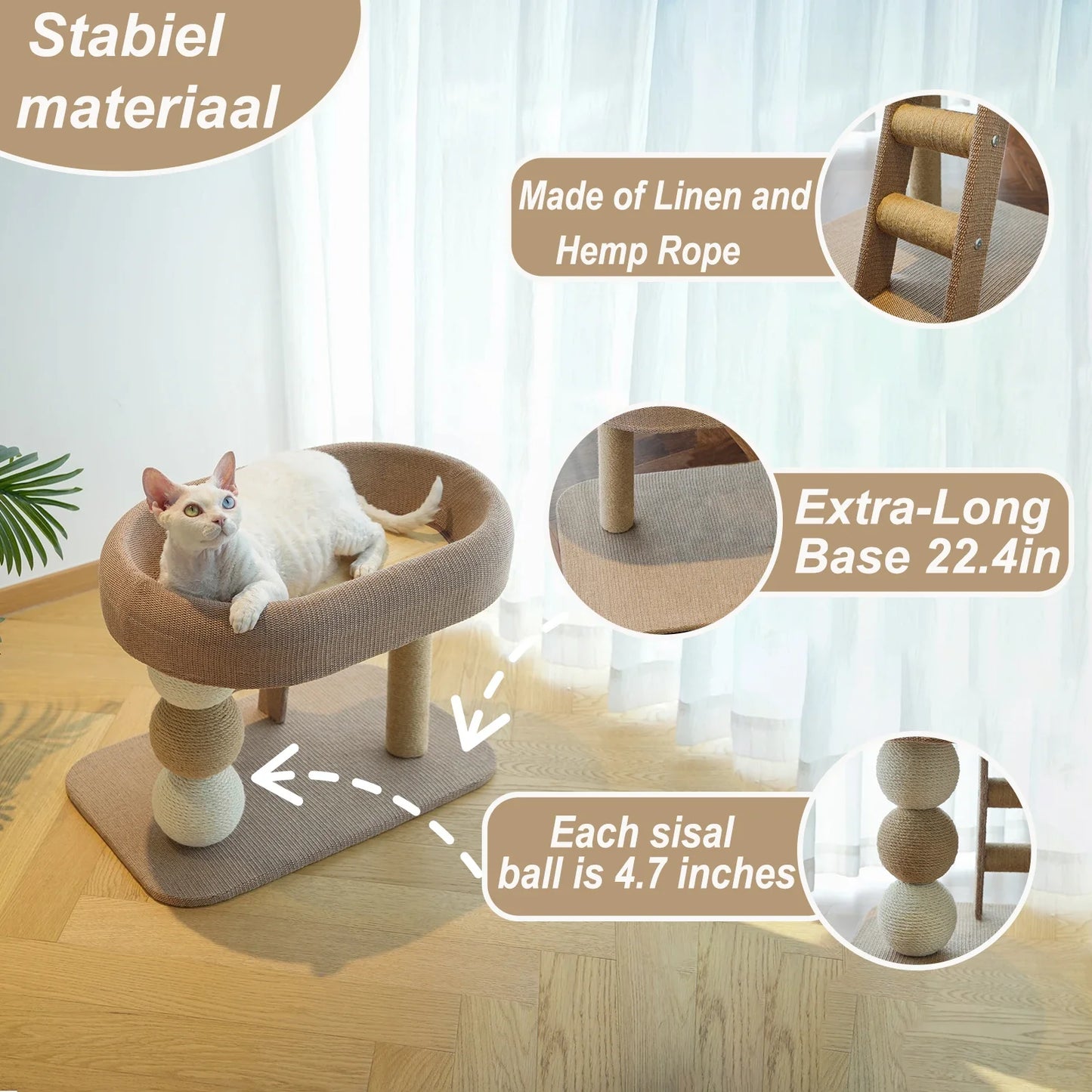 NONECN Cat Scratching Post Tree With Sisal And Plush Bed