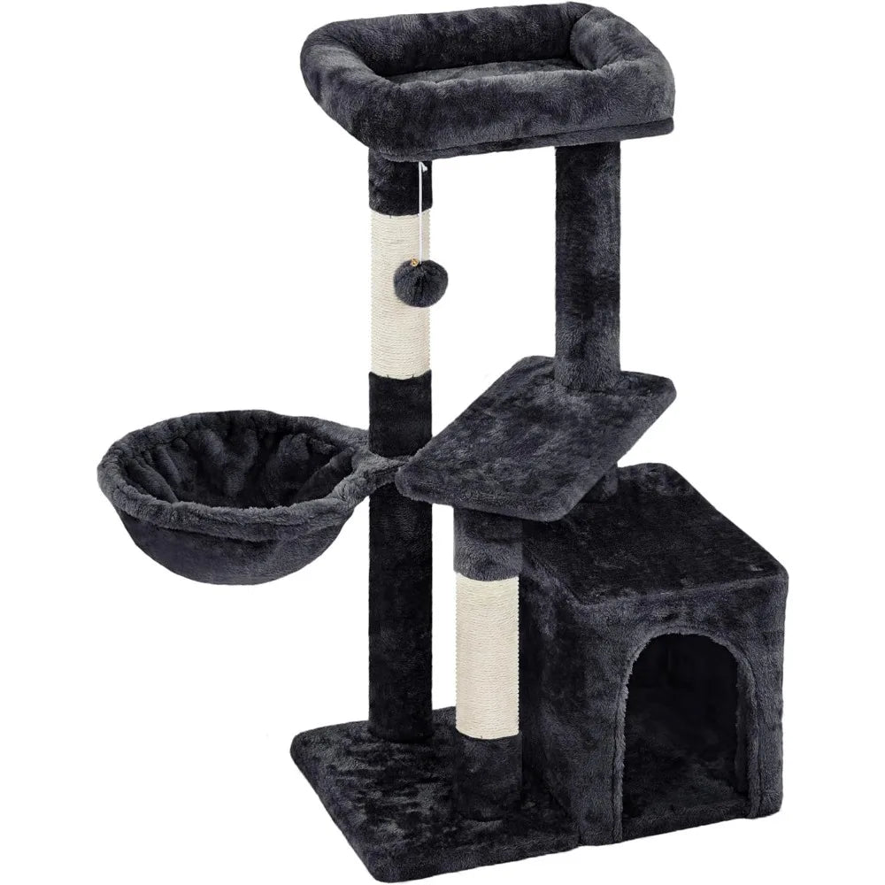 NONECN Cat Tower Three Tier Cat Tree With Condo Nest And Scratching Posts