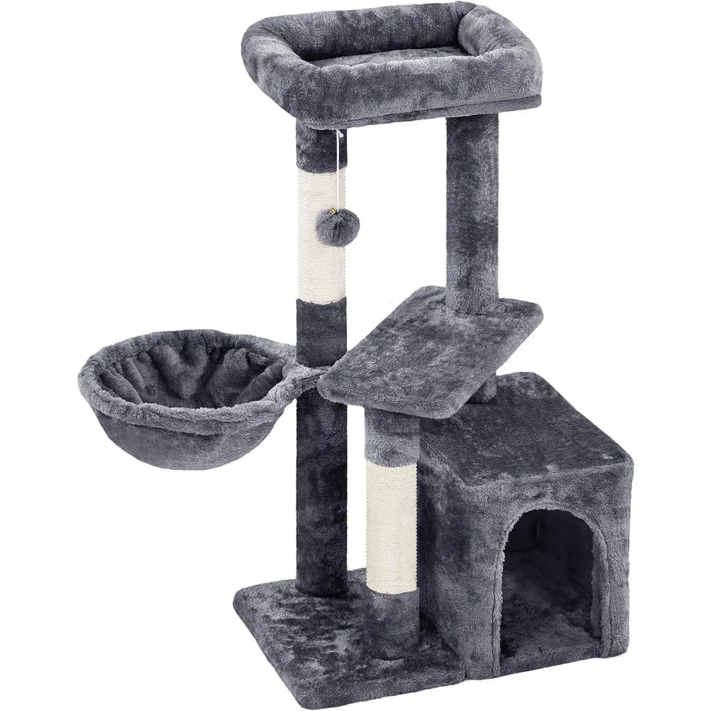 NONECN Cat Tower Three Tier Cat Tree With Condo Nest And Scratching Posts