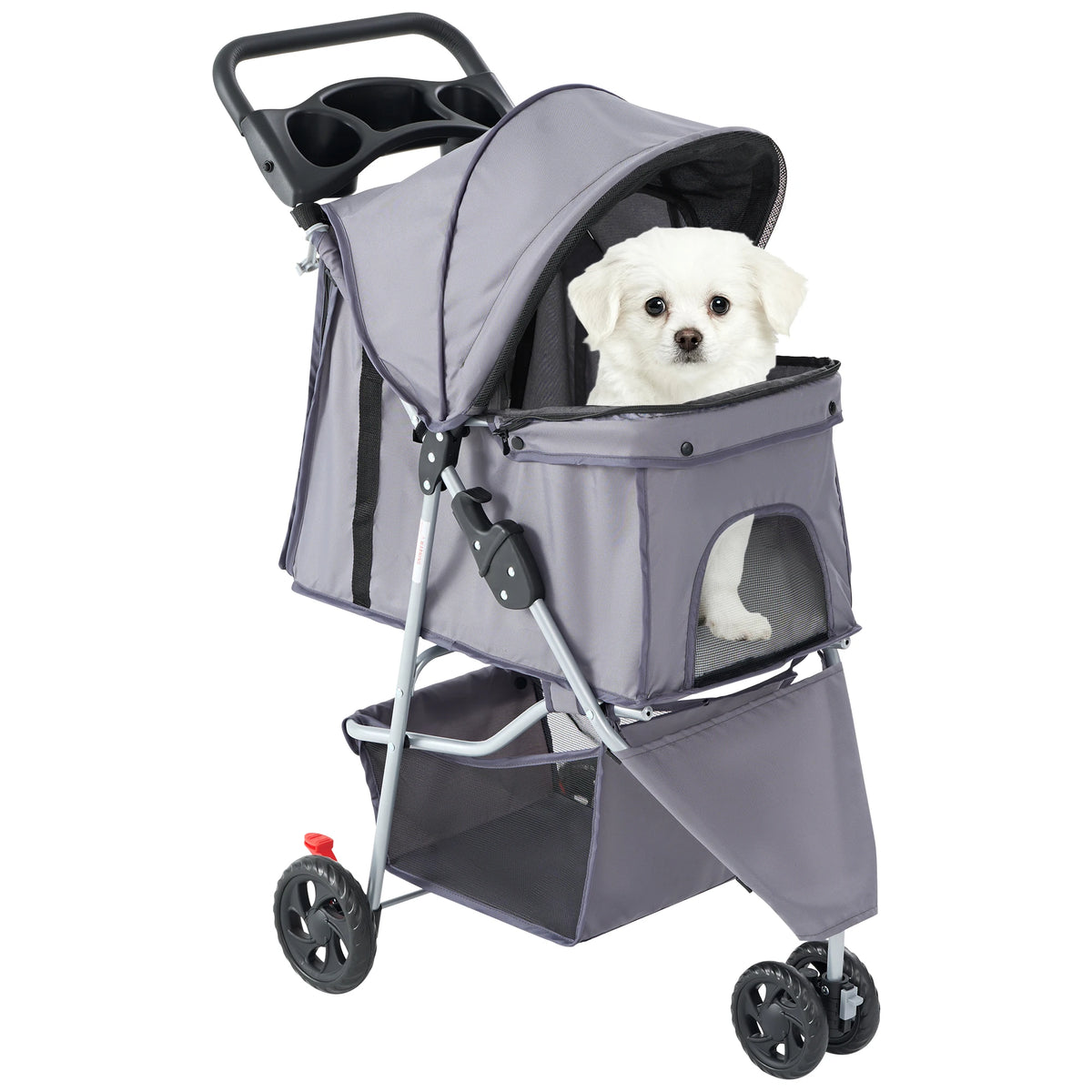 Foldable Pet Stroller For Small Dogs And Cats With Mesh