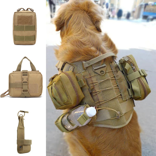 PETRAVEL Dog Tactical Bags Set Molle Pouches Harness Attachments Training