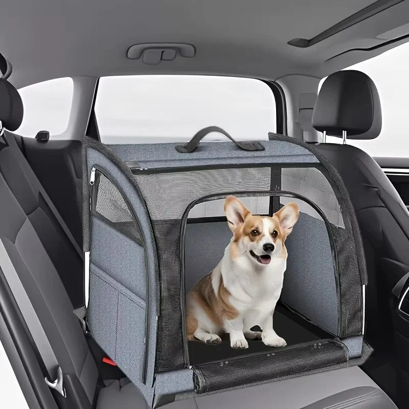 Back Seat Car Pet Barrier Fence Breathable Travel Cage For Dogs And Cats