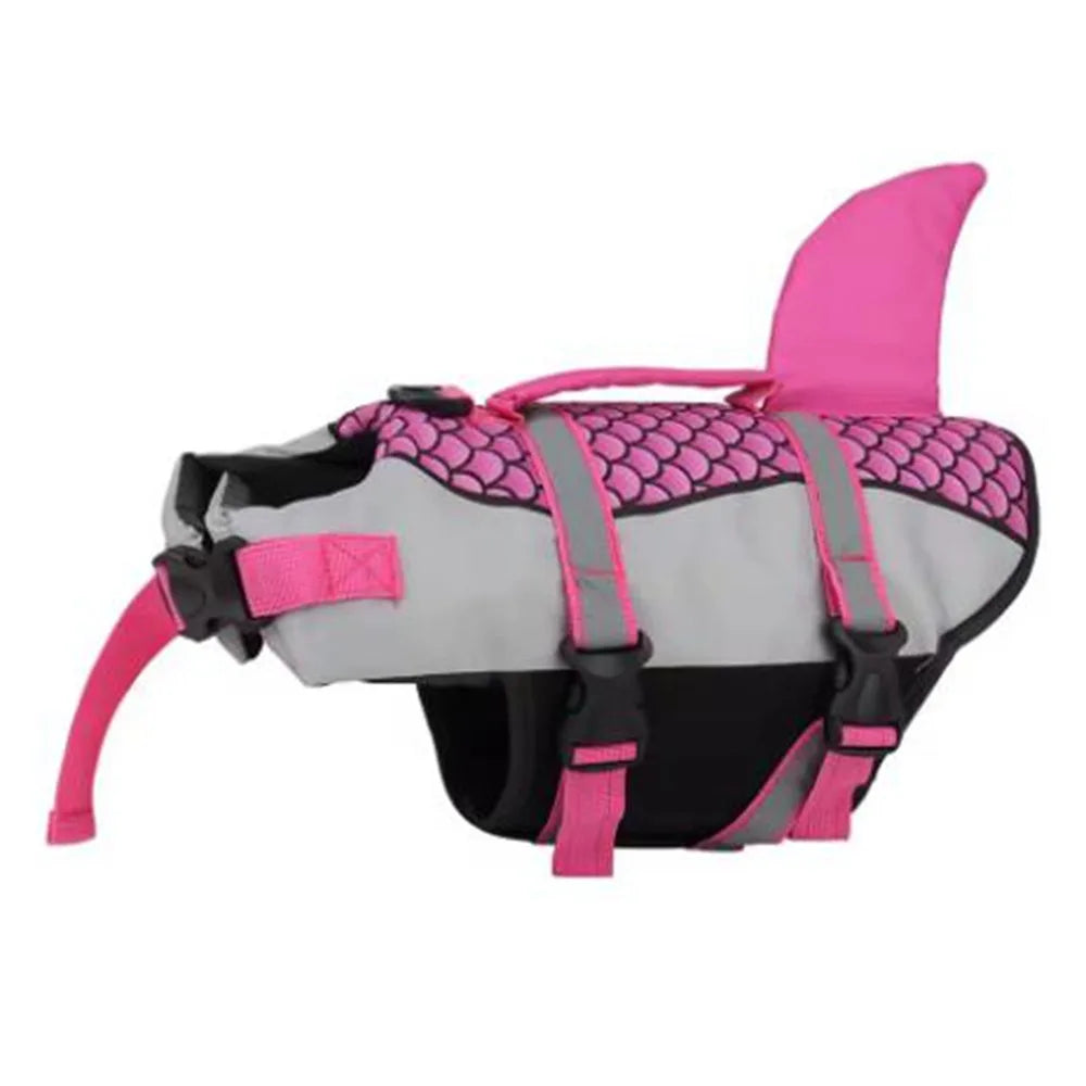 Reflective Shark Dog Life Jacket With Handle Enhanced Buoyancy