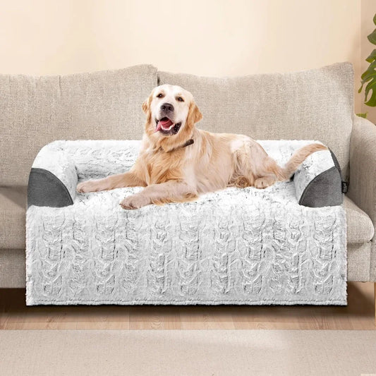 DAFIFY Cozy Faux Fur Dog Bed Sofa Protector Washable