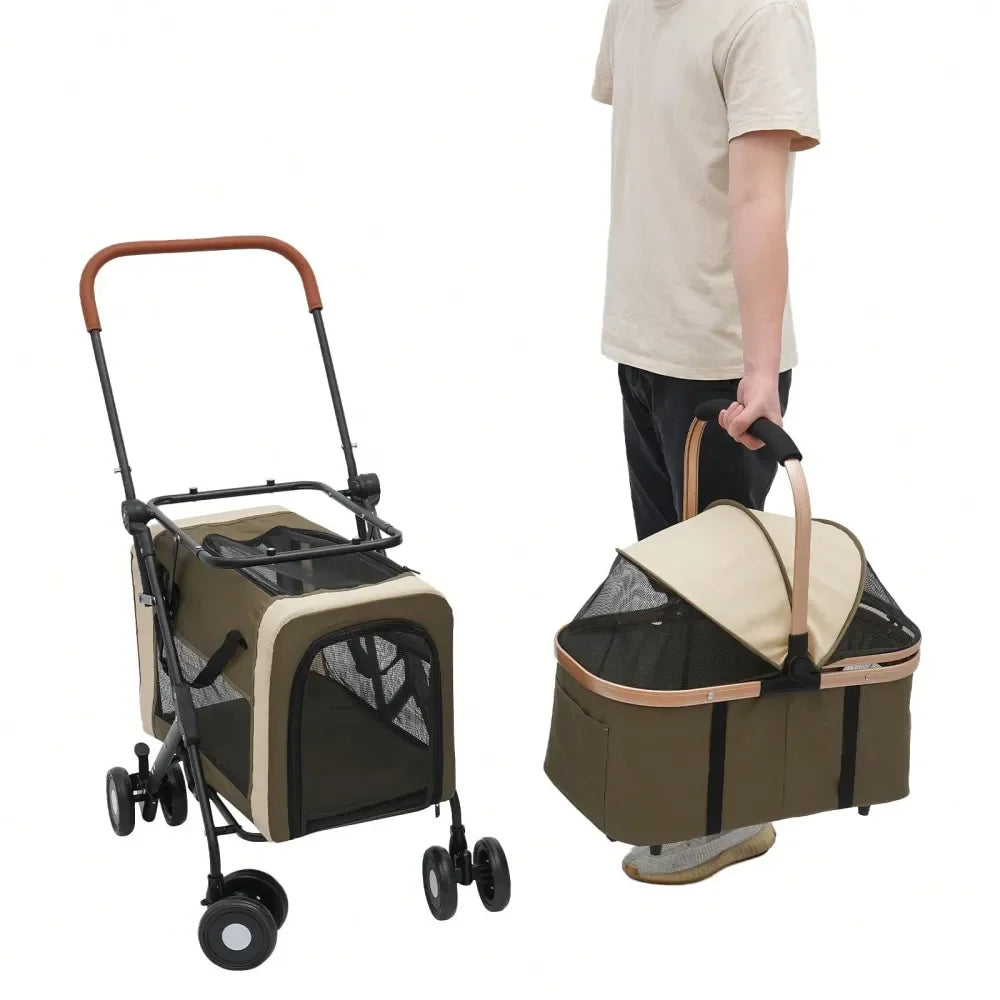 XMSJ 3-In-1 Foldable Pet Stroller For Cats And Small Dogs