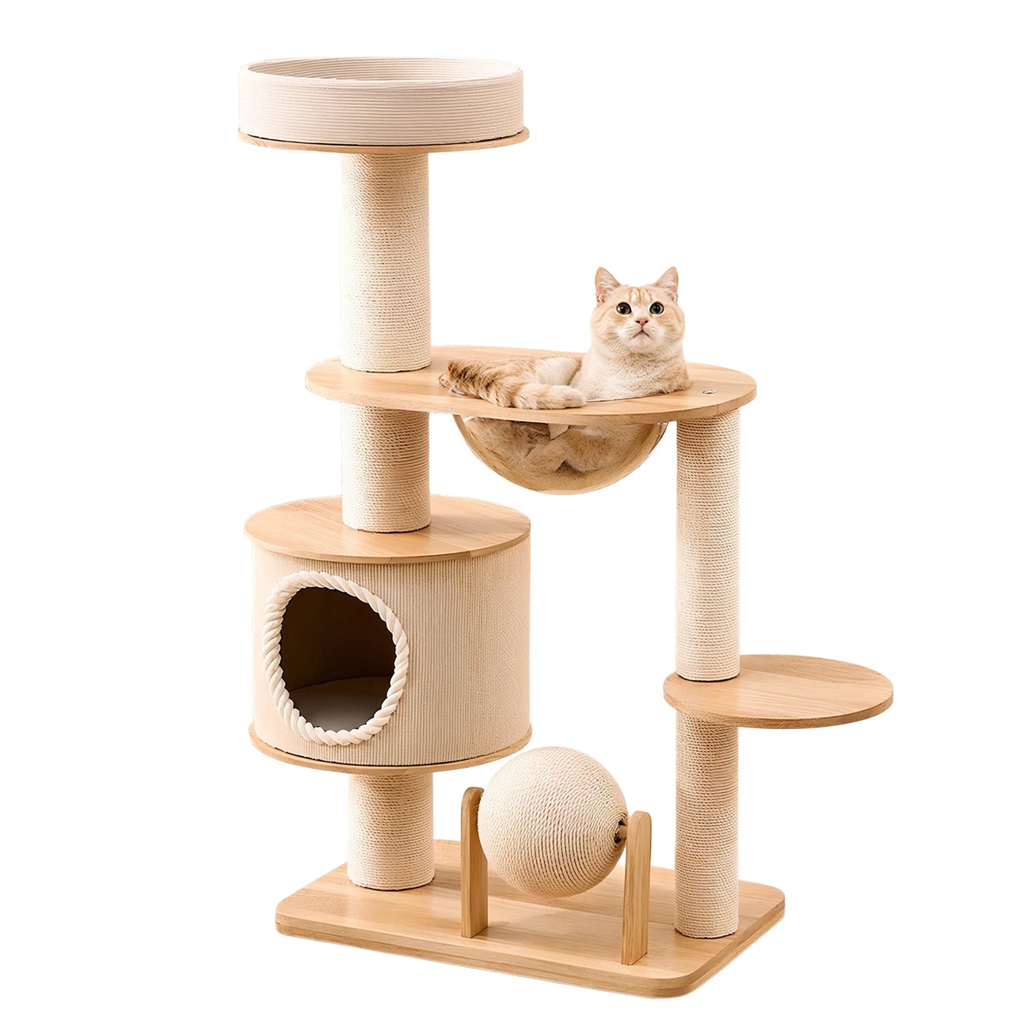 JOCESTYLE Integrated Cat Climbing Frame with Nest and Scratching Post
