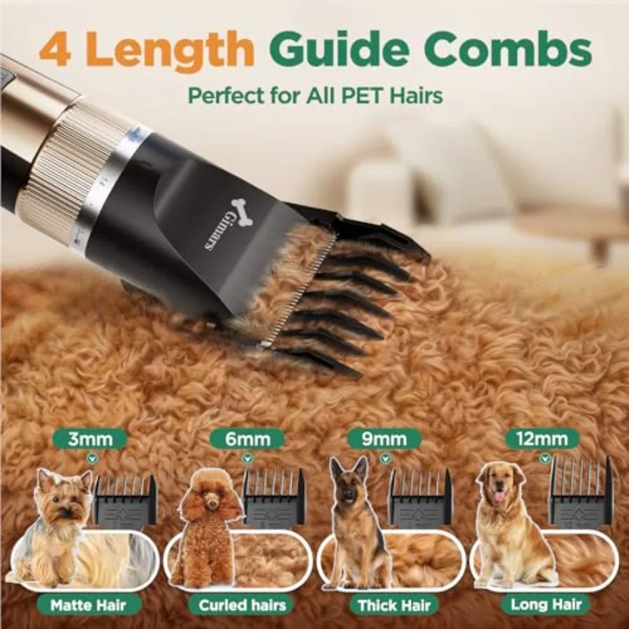 Cordless 4-Speed Dog Clippers Kit With Stainless Steel Scissors