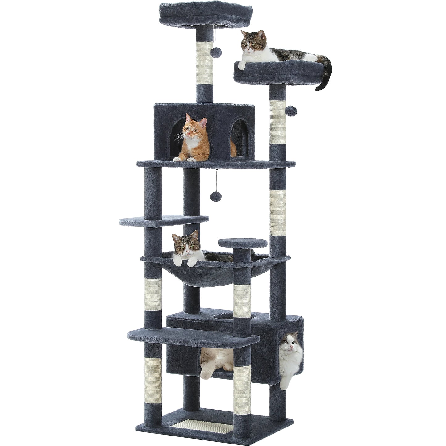 PEQULTI Multi Level Cat Tree Tower With Scratching Posts Hammock And Condo