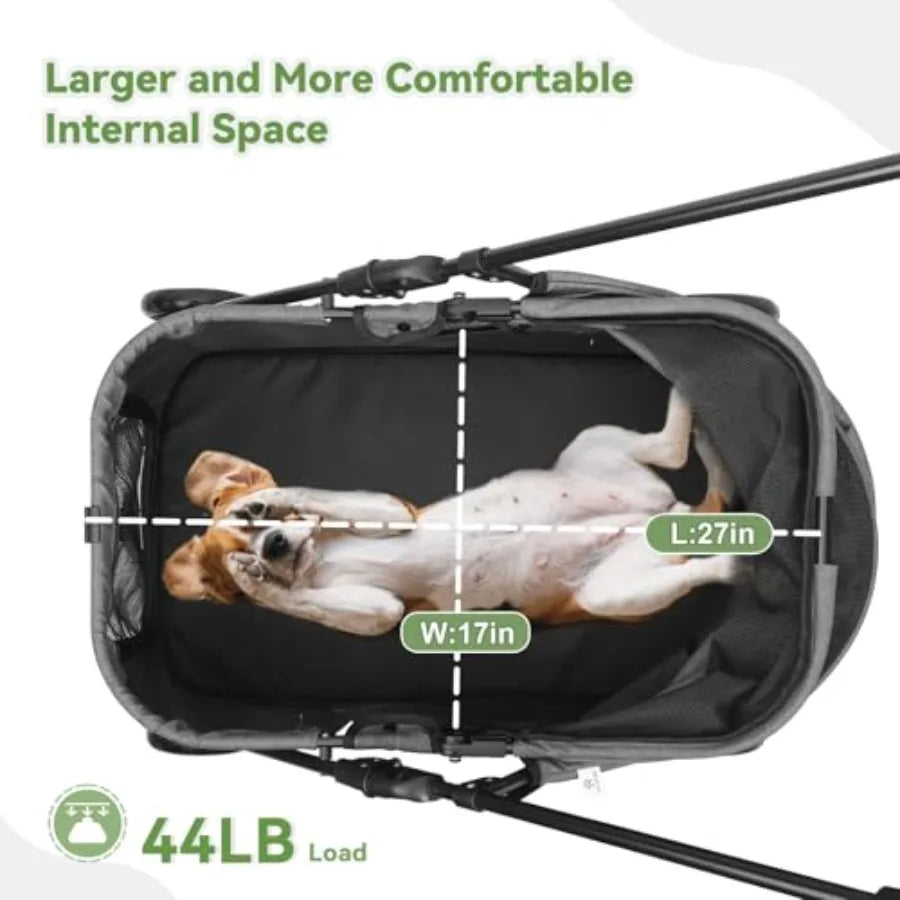 Dog Stroller For Medium Small Pets With Poop Bag Dispenser