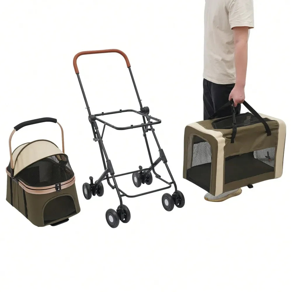 XMSJ 3-In-1 Foldable Pet Stroller For Cats And Small Dogs