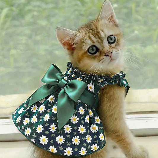 Sleeveless Flower Princess Pet Dress For Cats And Dogs