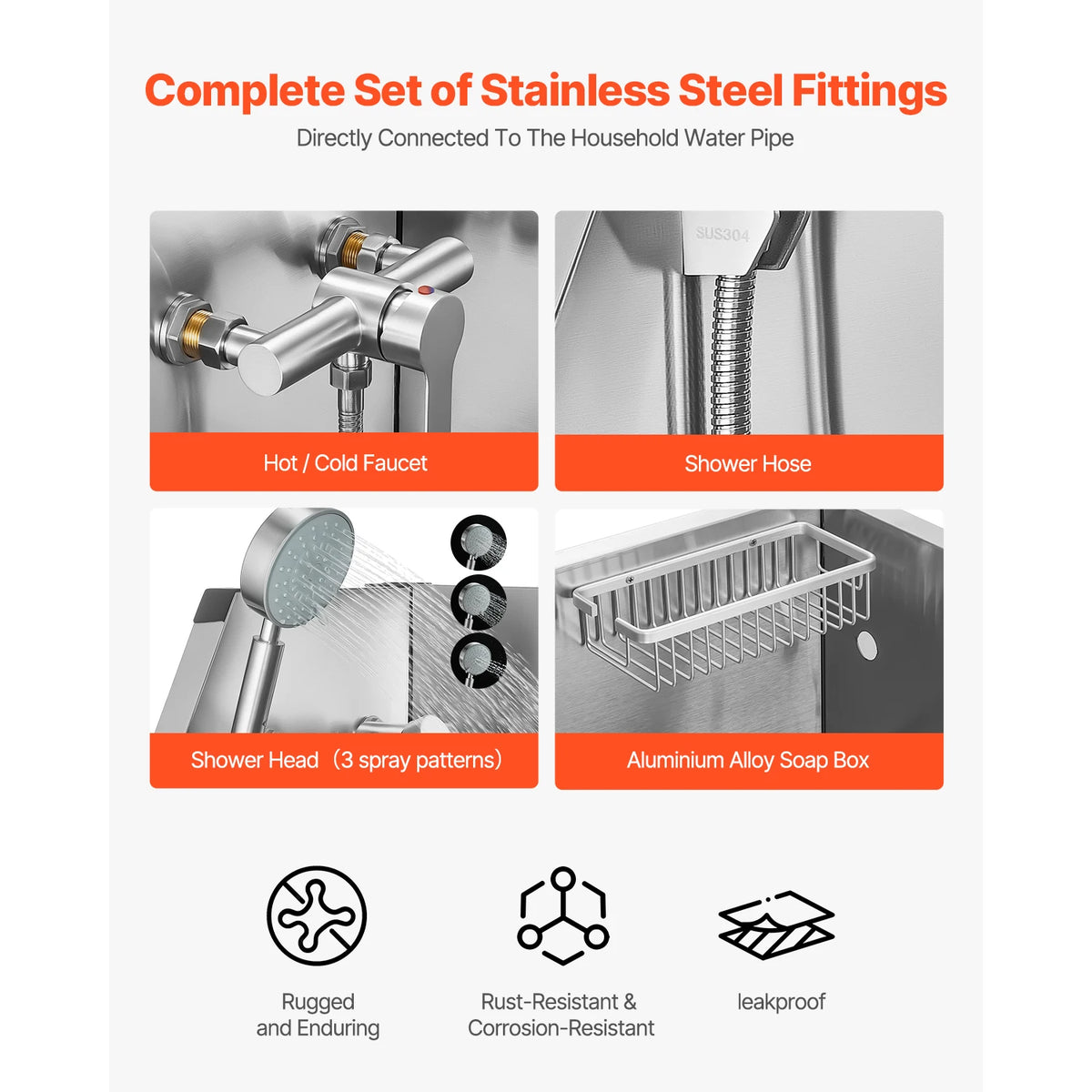 Stainless Steel Dog Washing Station With Hot Cold Faucet Showerhead