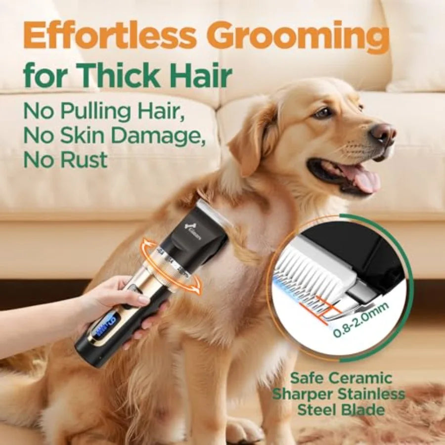 Cordless 4-Speed Dog Clippers Kit With Stainless Steel Scissors