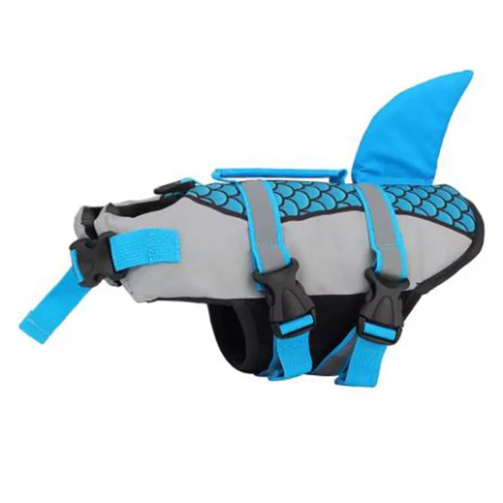 Reflective Shark Dog Life Jacket With Handle Enhanced Buoyancy