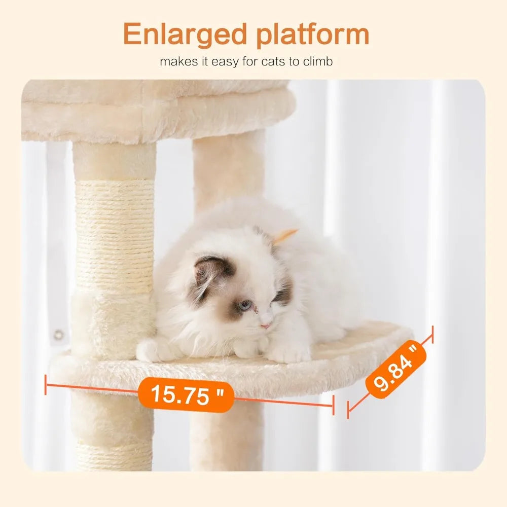 Heavy Duty Cat Tree Multi-Level Indoor Condo With Plush