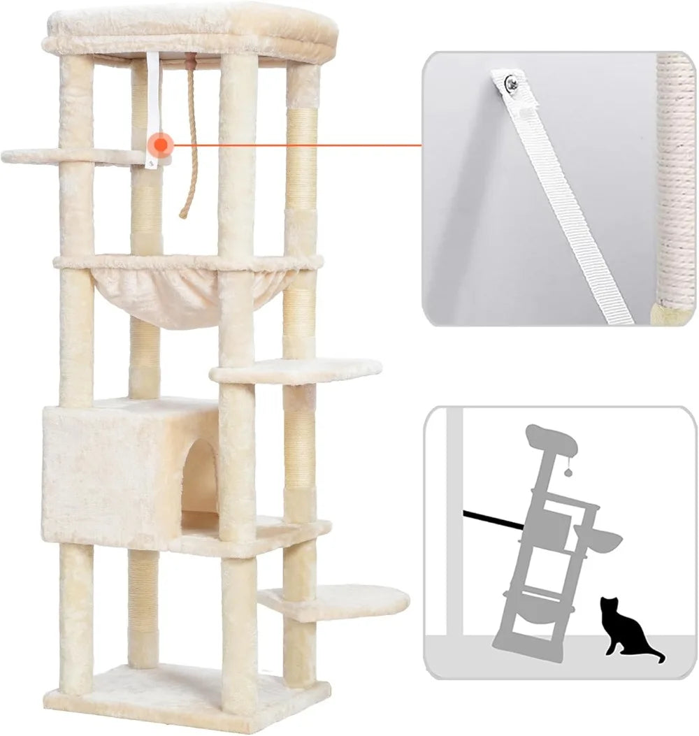 Heavy Duty Cat Tree Multi-Level Indoor Condo With Plush
