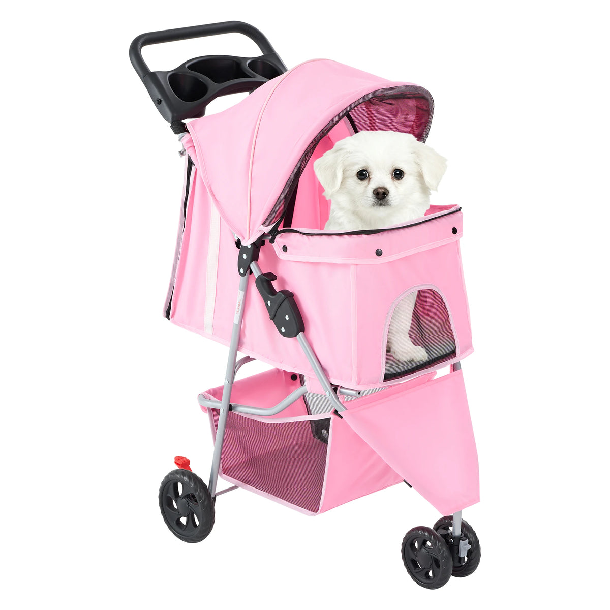 Foldable Pet Stroller For Small Dogs And Cats With Mesh