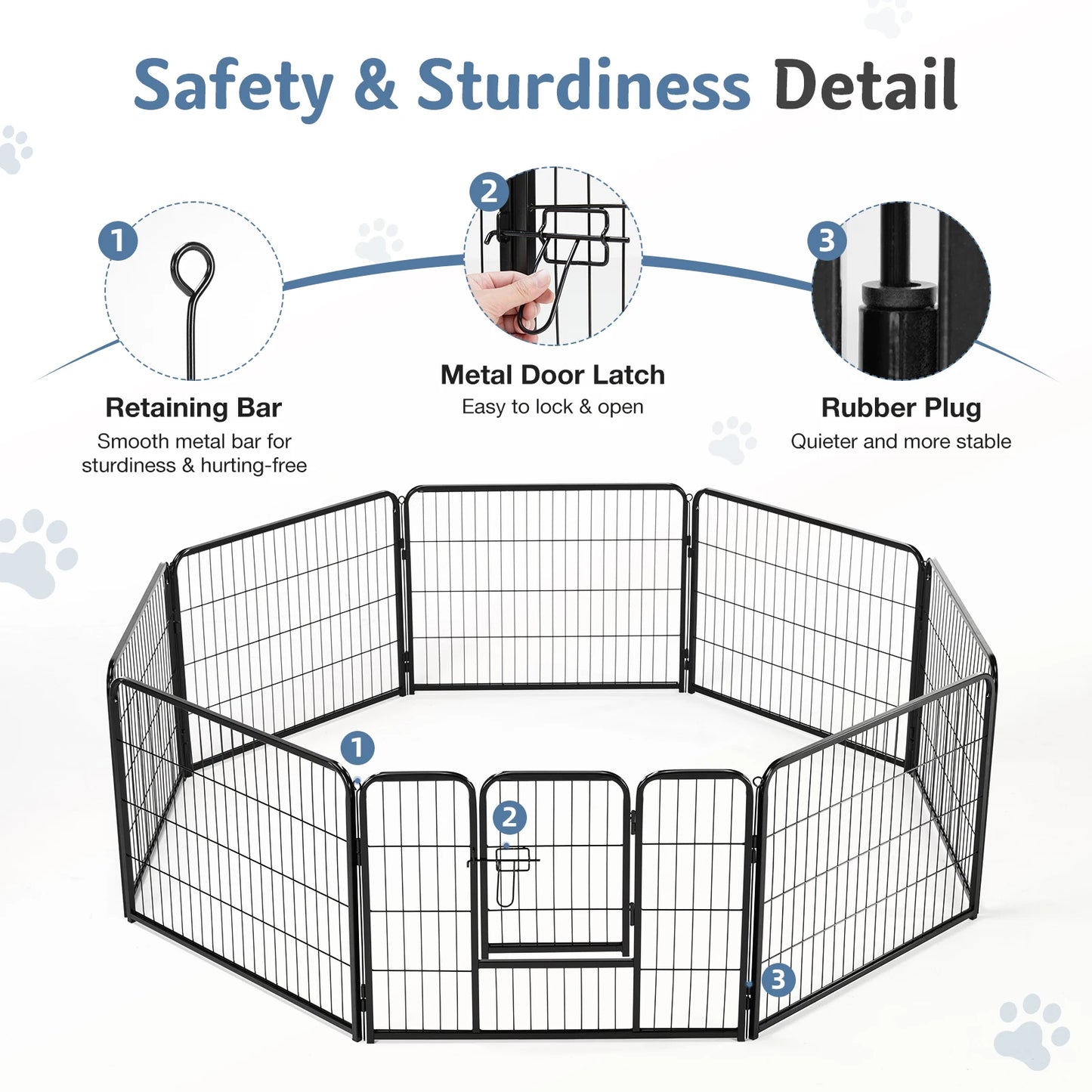 JHK 8 Panel Dog Playpen Foldable Outdoor Exercise Fence