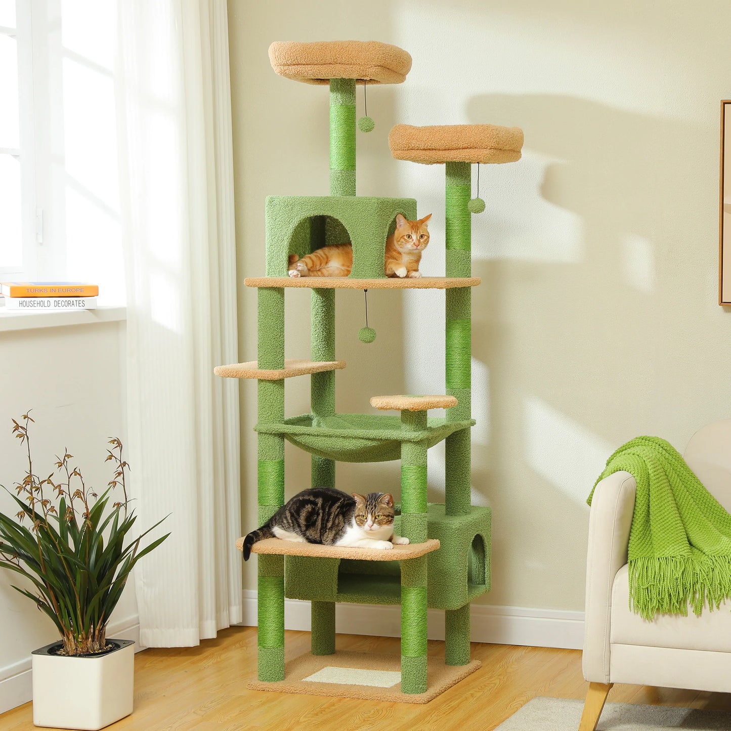 PEQULTI Multi Level Cat Tree Tower With Scratching Posts Hammock And Condo