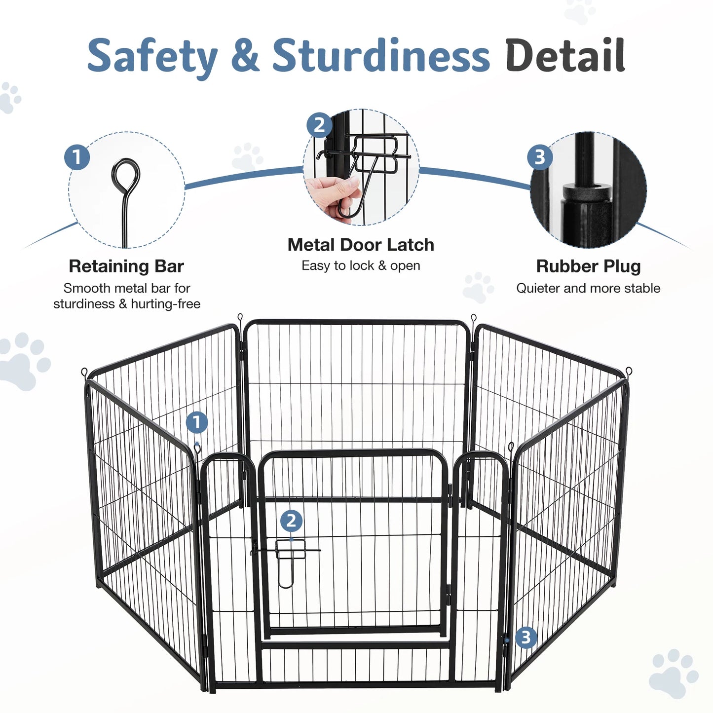 JHK 6 Panels Metal Dog Playpen Foldable Indoor Outdoor Fence