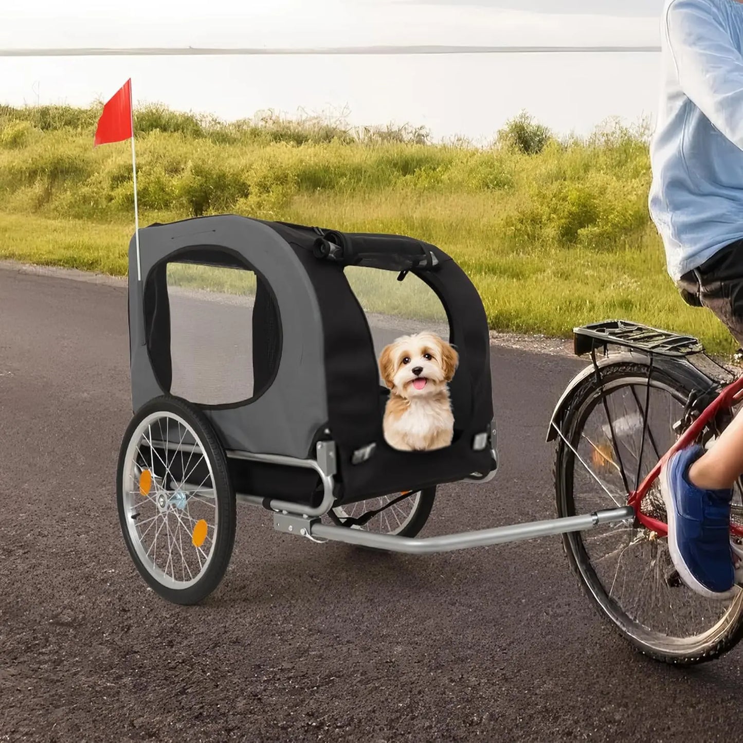 HiMISS Steel Dog Bike Trailer With Folding Pet Carrier