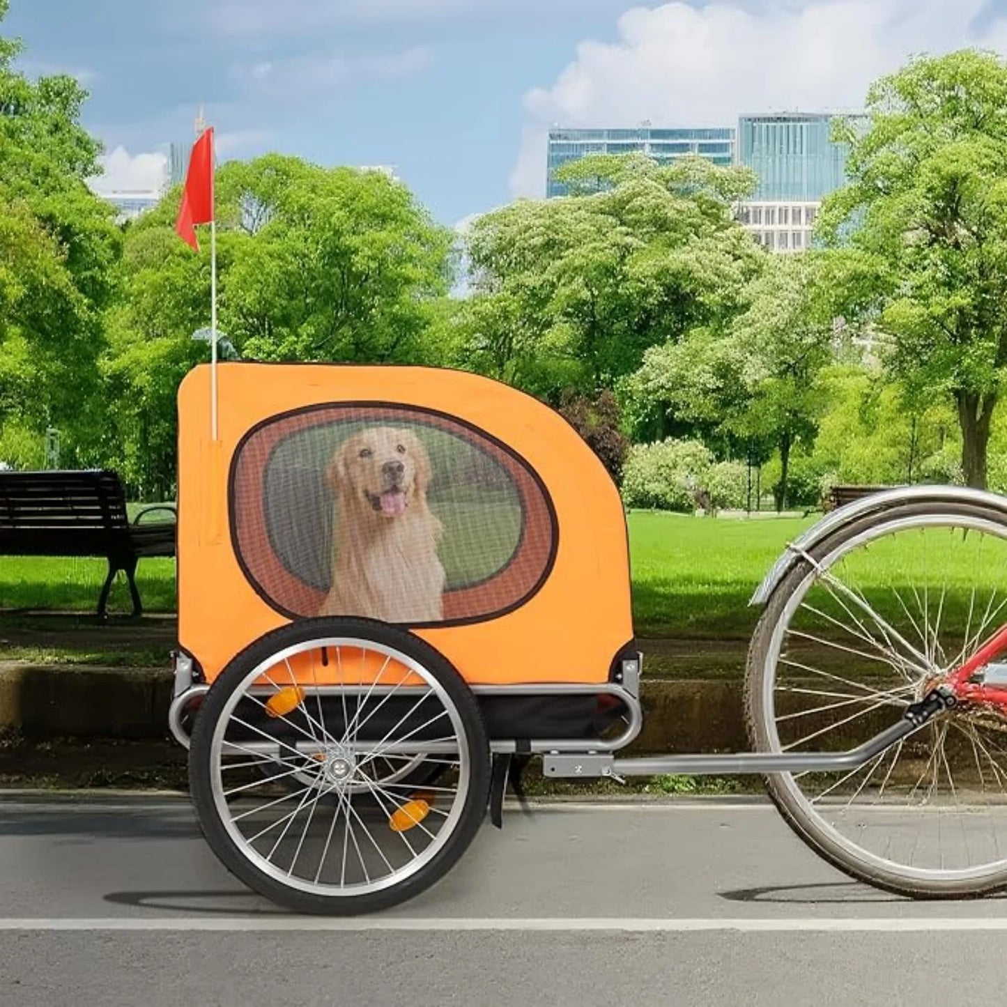 All-Terrain Bike Trailer For Medium Large Dogs With Air Tires