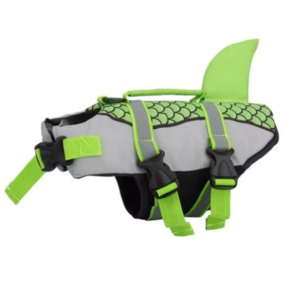Reflective Shark Dog Life Jacket With Handle Enhanced Buoyancy