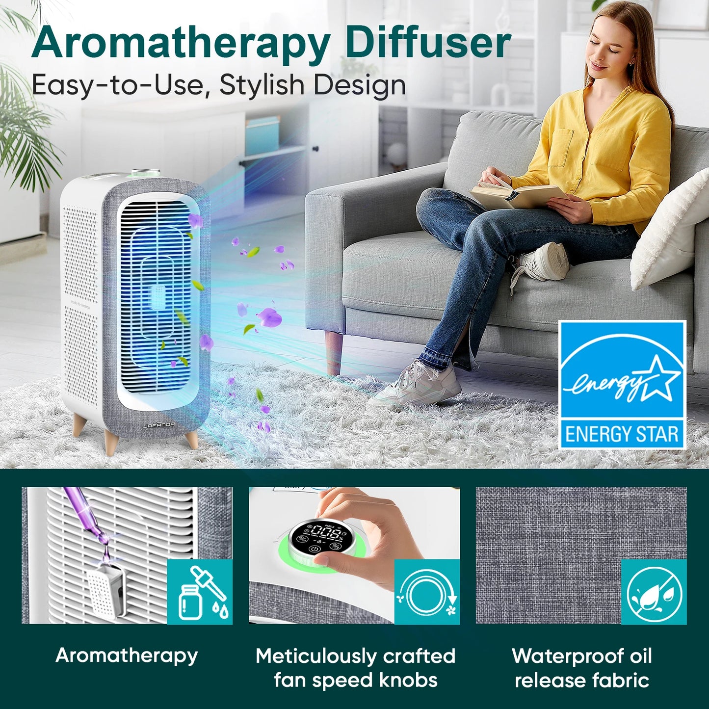 Jafanda Air Purifier Large Room True HEPA Activated Carbon