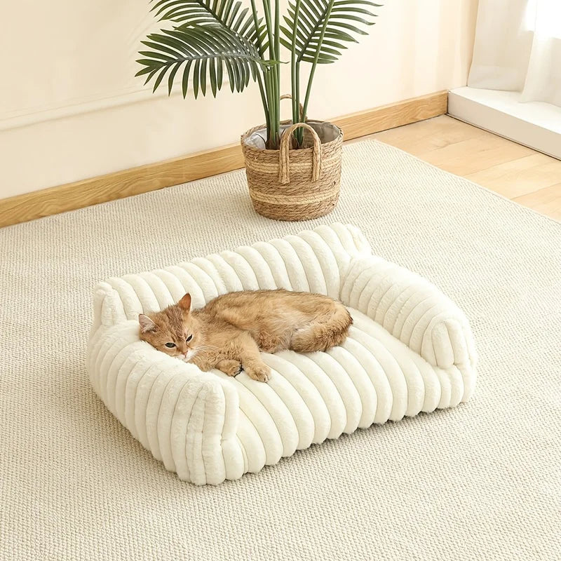 Viral Striped Pet Sofa Bed Non Slip Cushion Warm For Cats And Dogs