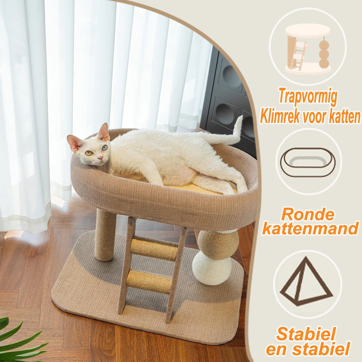 NONECN Cat Scratching Post Tree With Sisal And Plush Bed