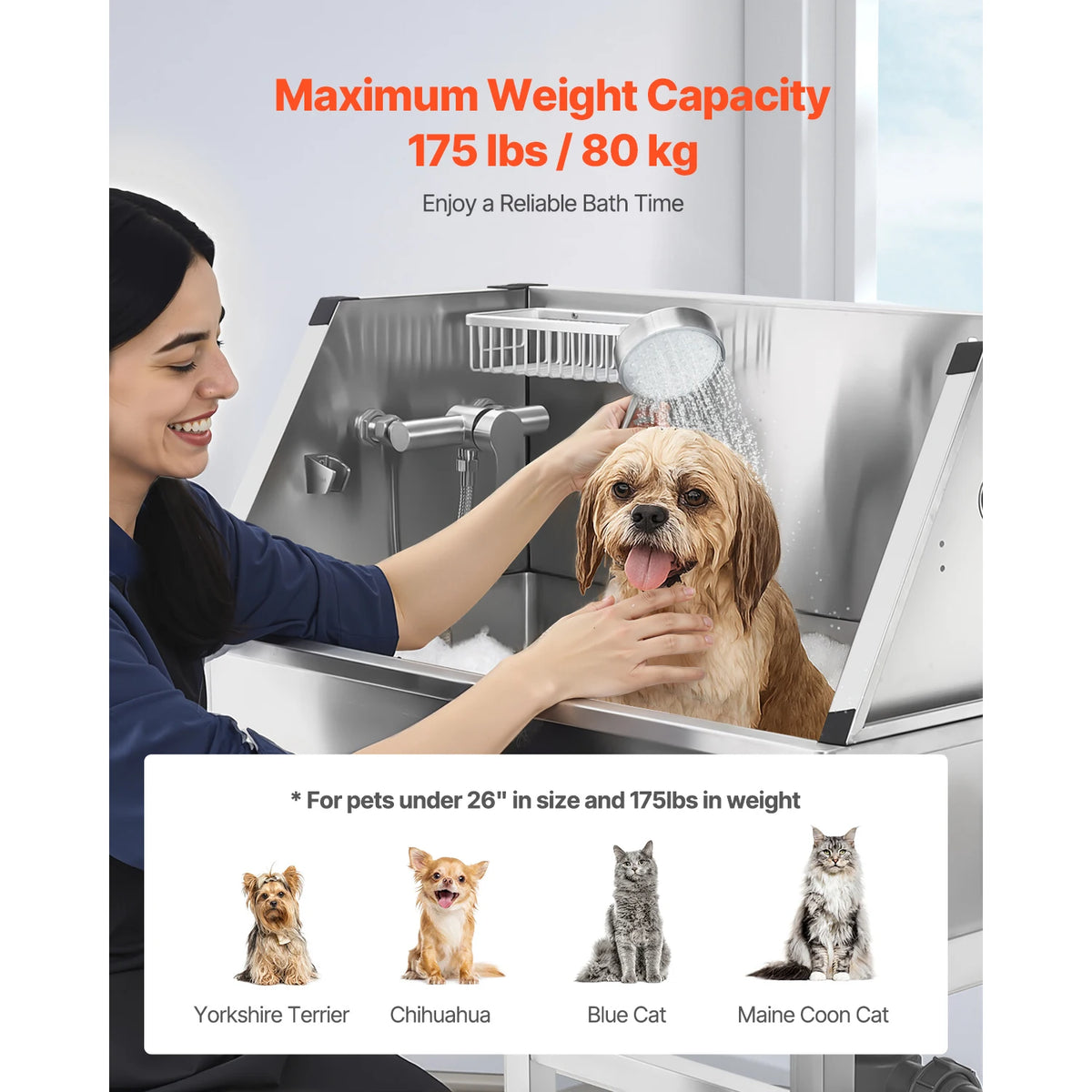 Stainless Steel Dog Washing Station With Hot Cold Faucet Showerhead