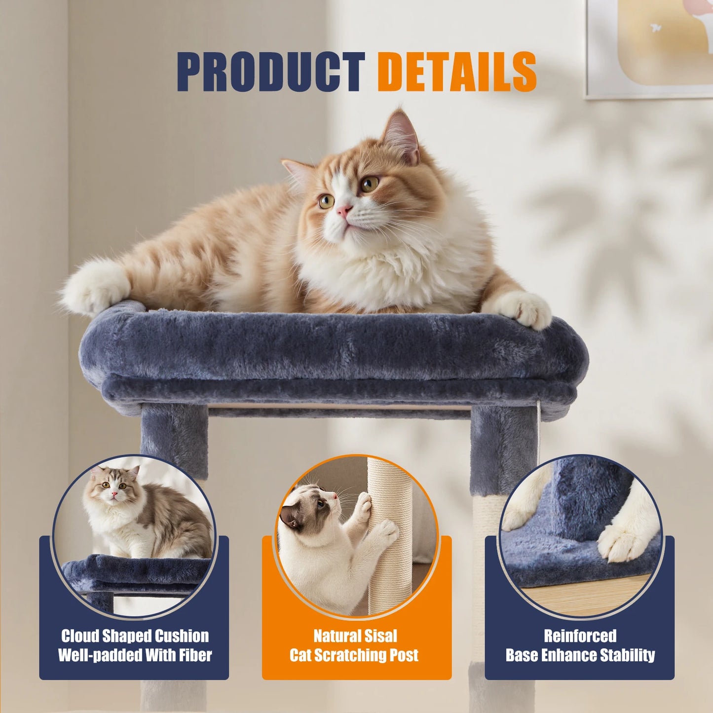 JHK Cat Tree Tall Multi Cat Climbing Tower Sisal Posts