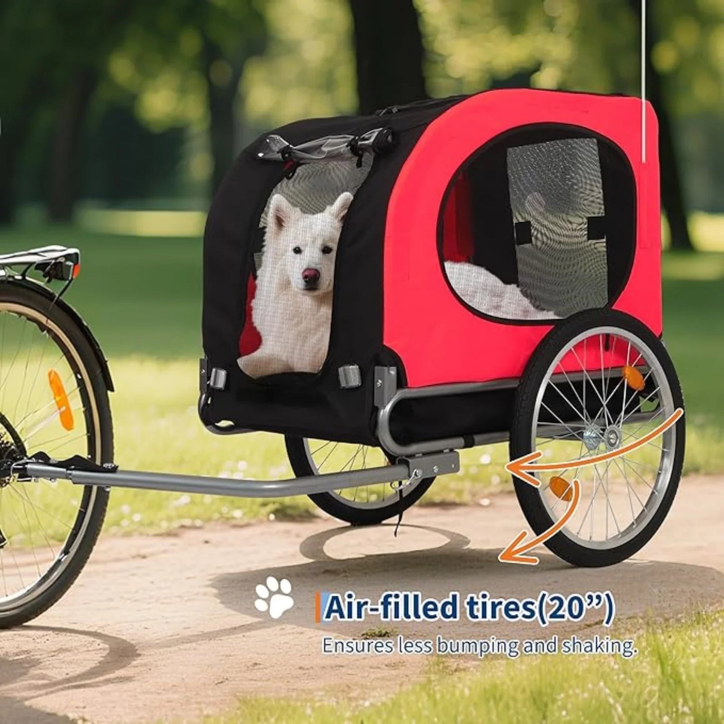 All-Terrain Bike Trailer For Medium Large Dogs With Air Tires