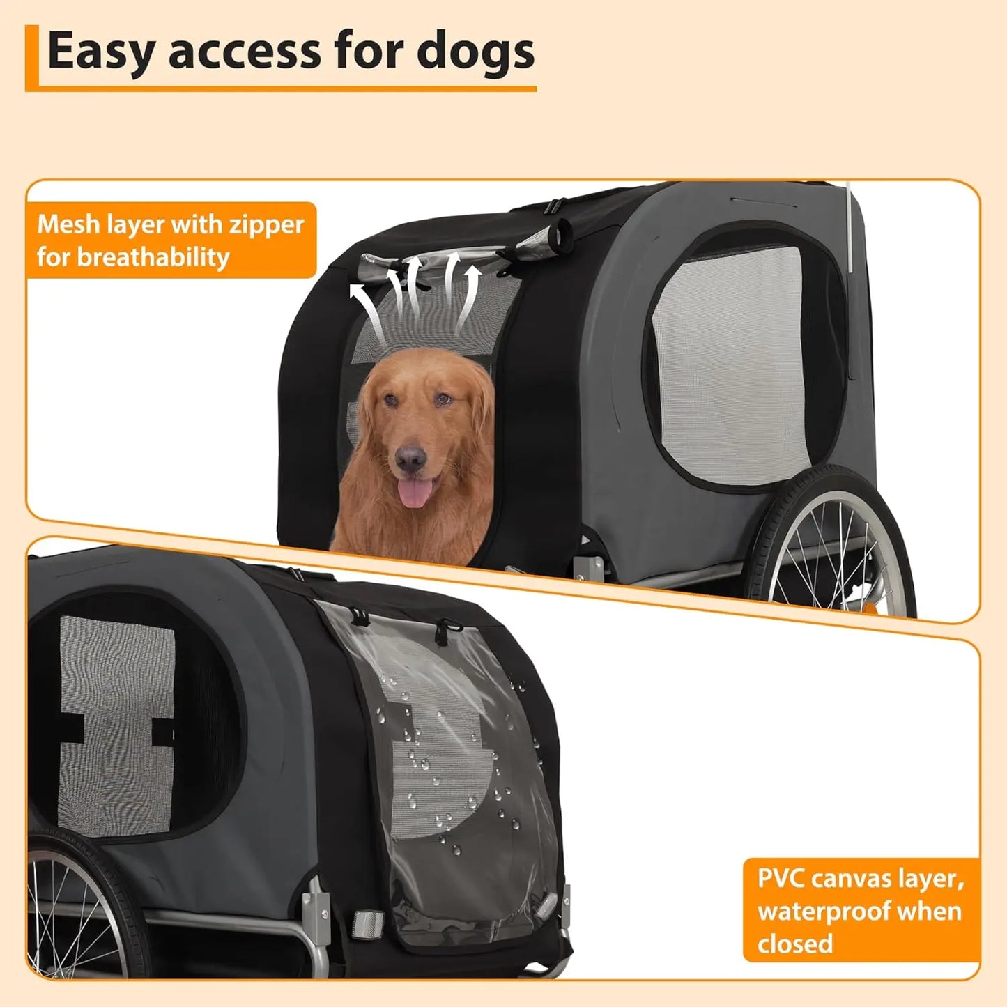 HiMISS Steel Dog Bike Trailer With Folding Pet Carrier