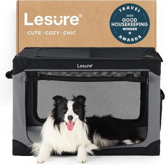 Portable Collapsible Dog Crate For Large Dogs 4 Door Mesh Kennel