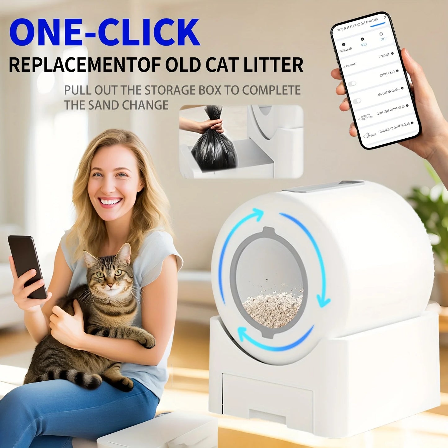 Self Cleaning Cat Litter Box Automatic App Controlled Odor Free