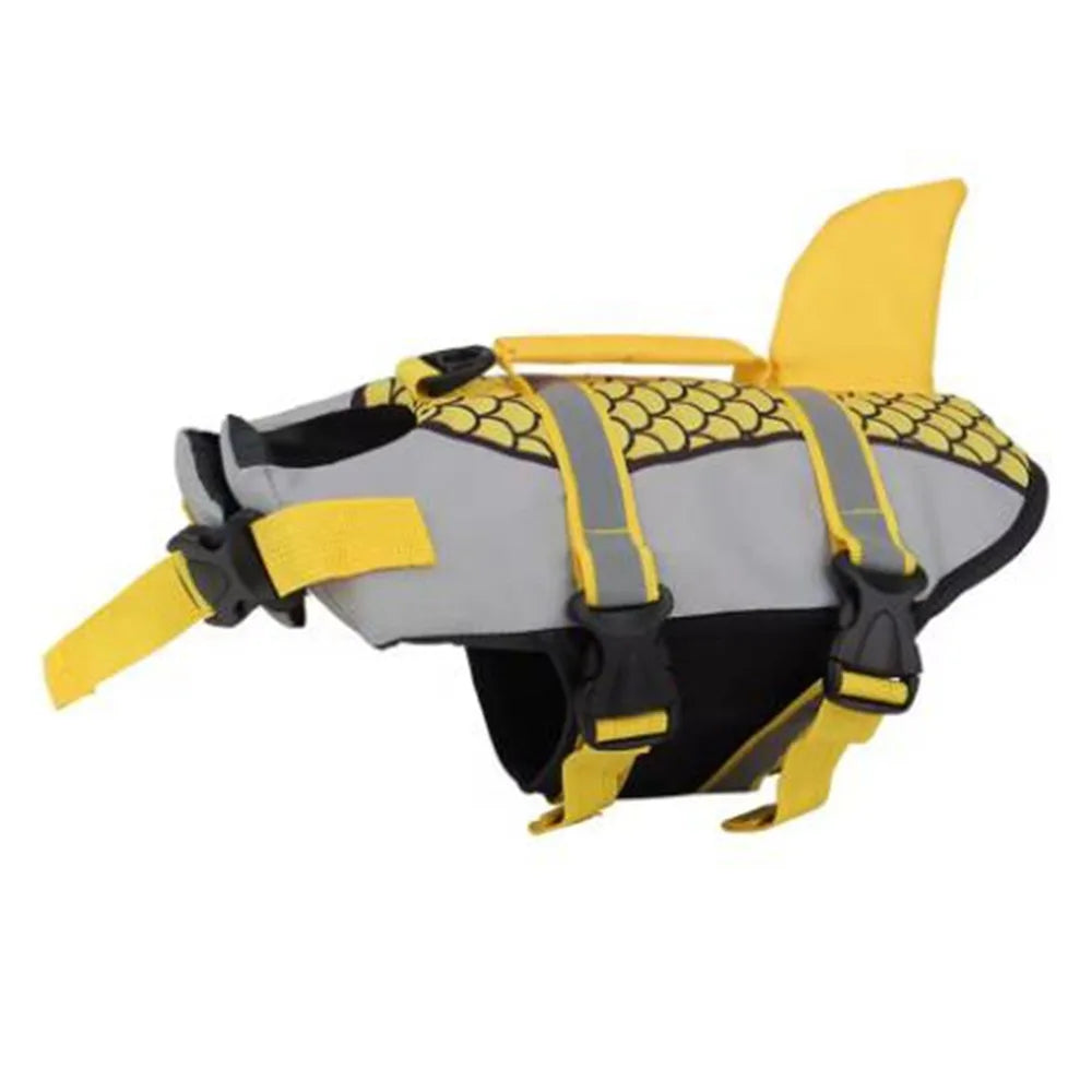 Reflective Shark Dog Life Jacket With Handle Enhanced Buoyancy