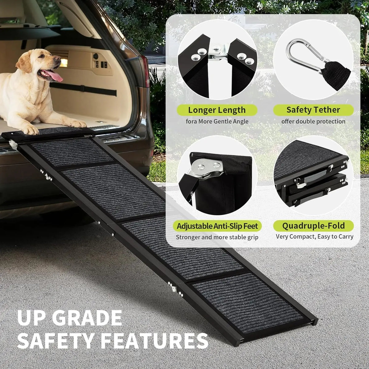 HiMISS Upgraded Foldable Dog Car Ramp With Non Slip Surface