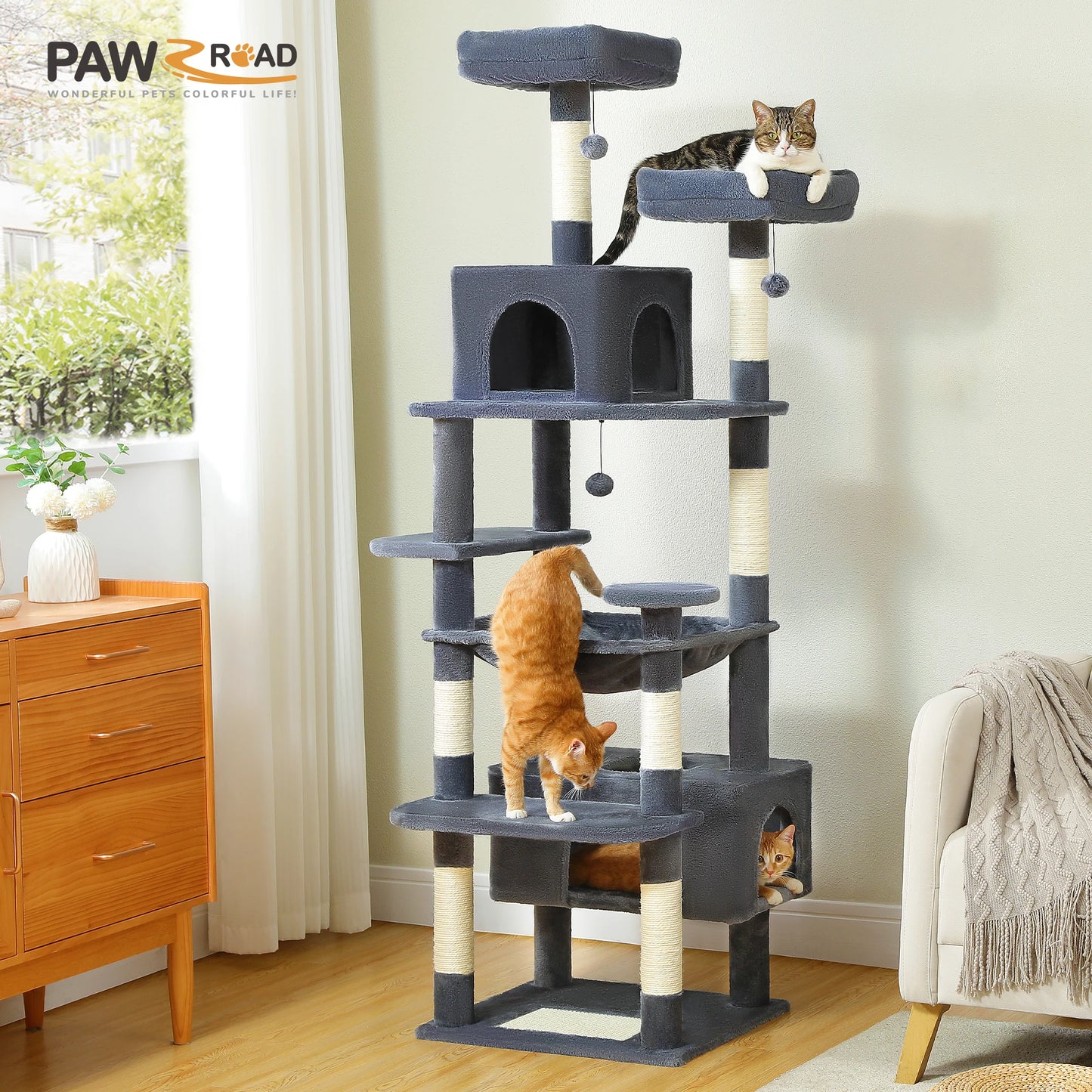 PAWZ Road Indoor Cat Tree Tower With Sisal Scratching Posts