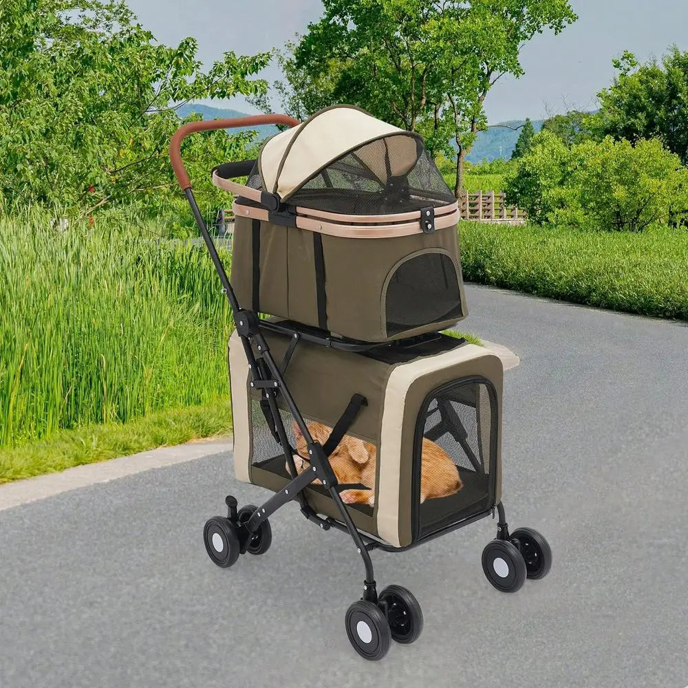 XMSJ 3-In-1 Foldable Pet Stroller For Cats And Small Dogs