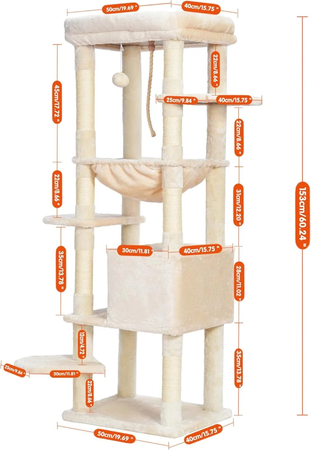 Heavy Duty Cat Tree Multi-Level Indoor Condo With Plush