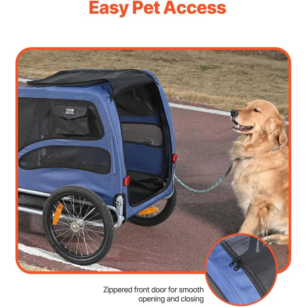 Pet Bicycle Trailer 100 Lb Capacity With Quick Release Wheels