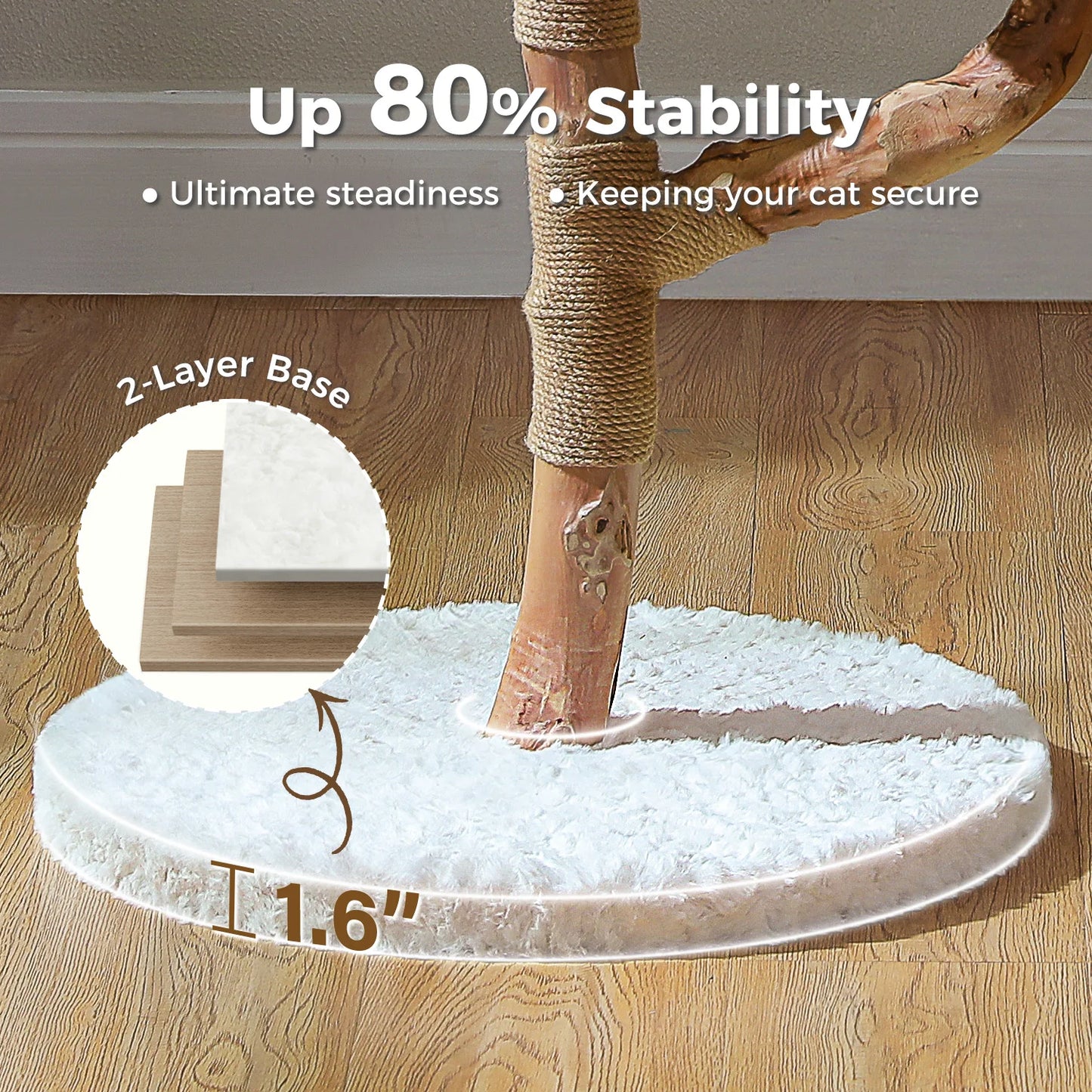 PEQULTI Solid Wood Cat Tree Tower With Condo And Perches