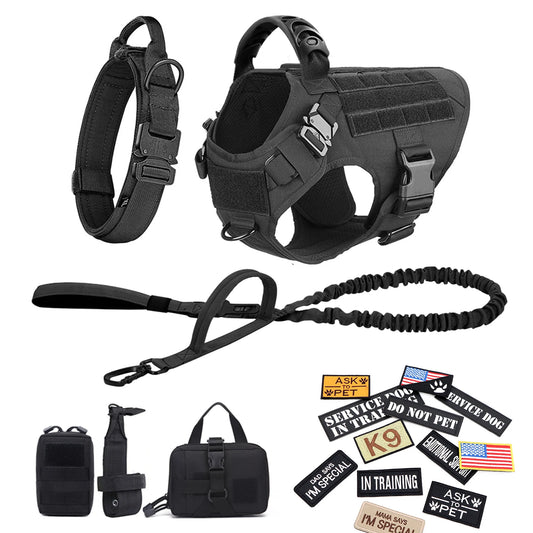 PETRAVEL Military Dog Harness Vest Set For Training